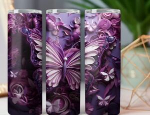 3D Purple Butterfly Tumbler