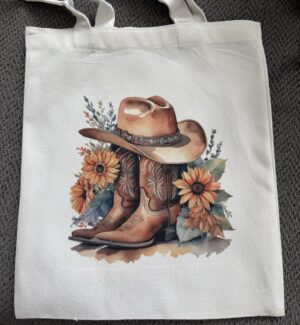 Cowgirl boots and hat Tote